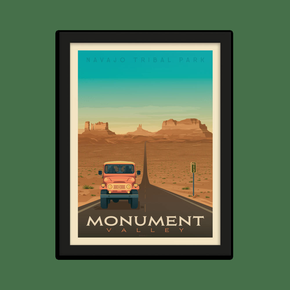 - Affiche Monument Valley Etats-Unis + Cadre Bois noir 21x29,7 cm