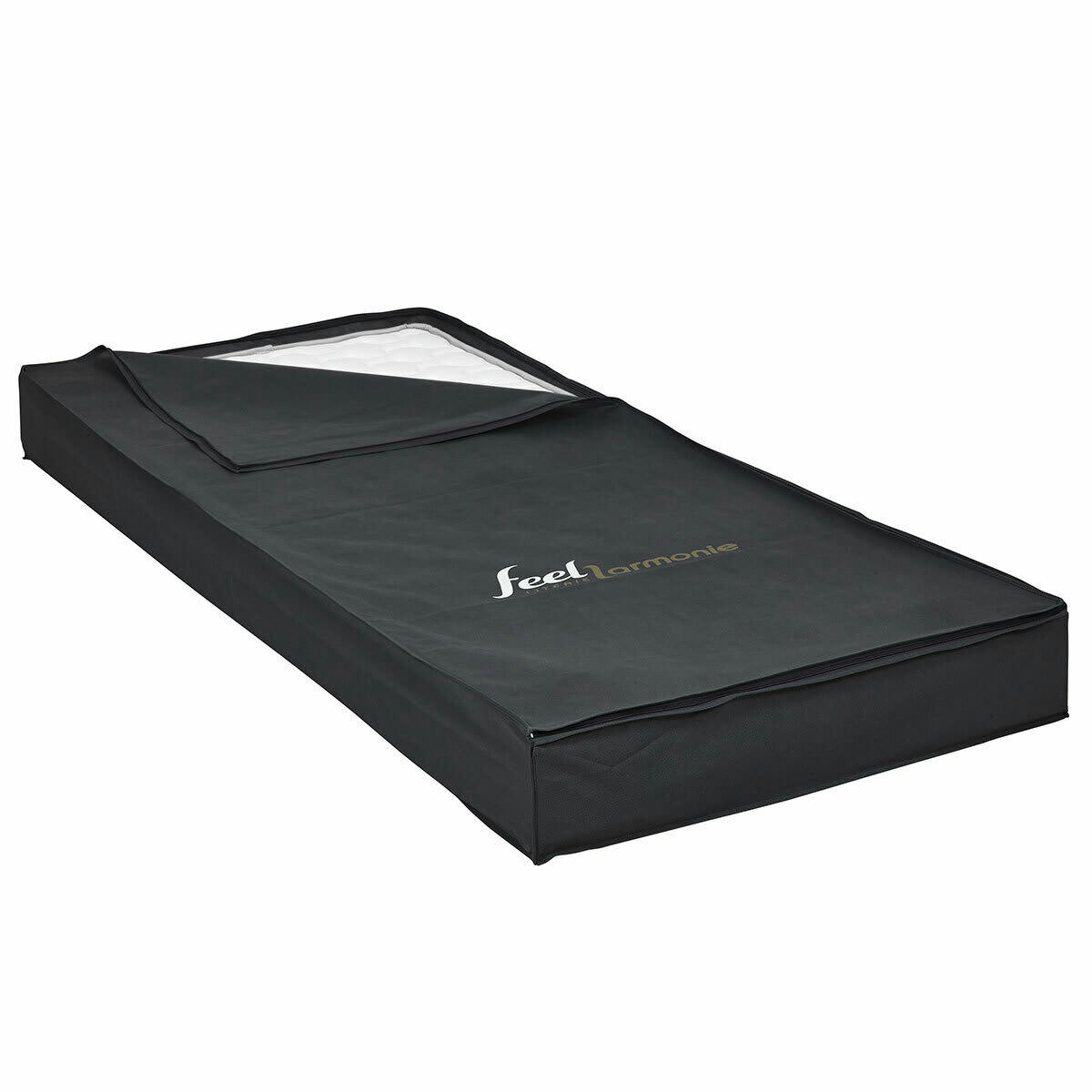 SOMNUM - Housse de rangement de matelas 90x190 cm tissu gris,noir