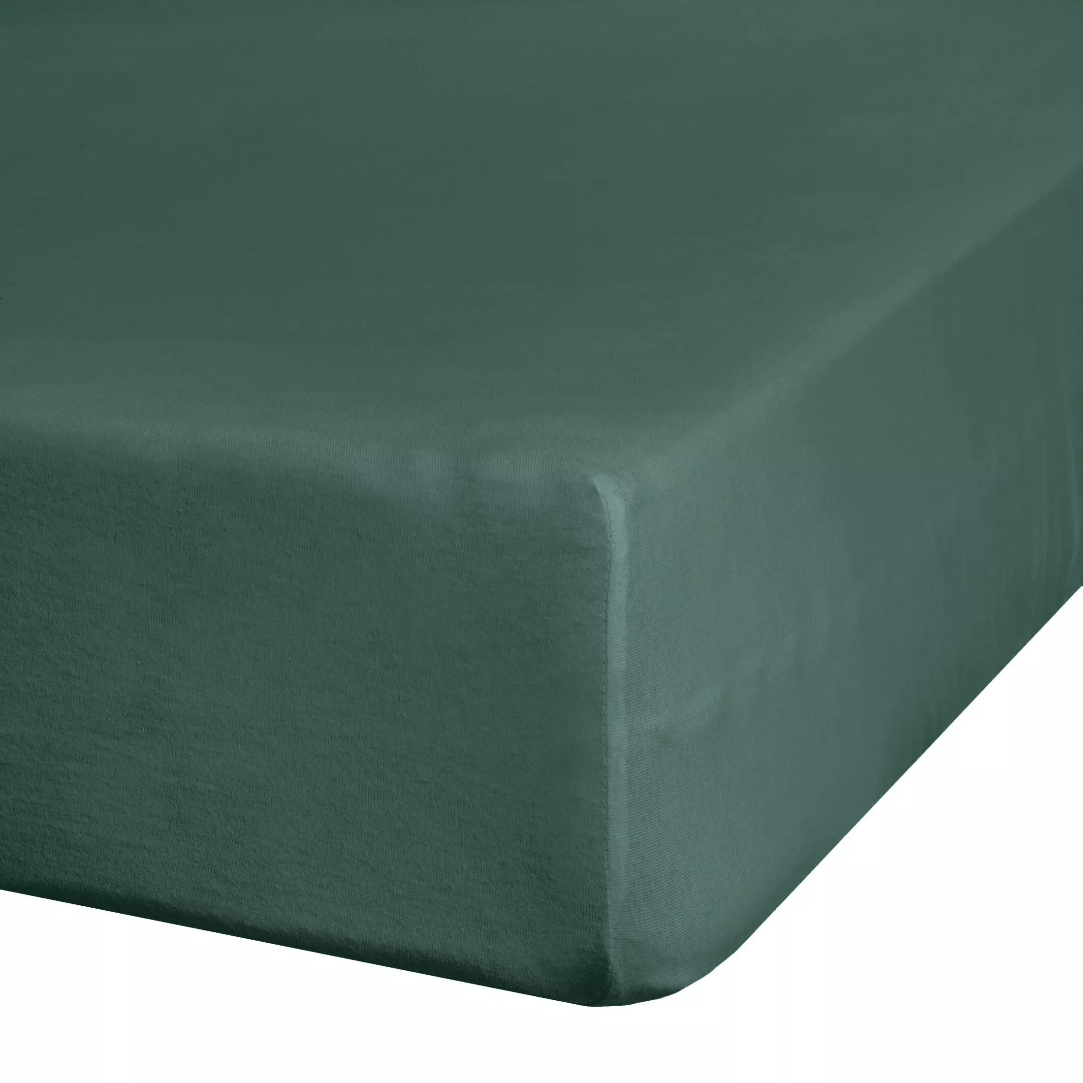 Prześcieradło jersey z gumką 120x200 cm z bawełny kolor ciemnozielony 140 g/m2