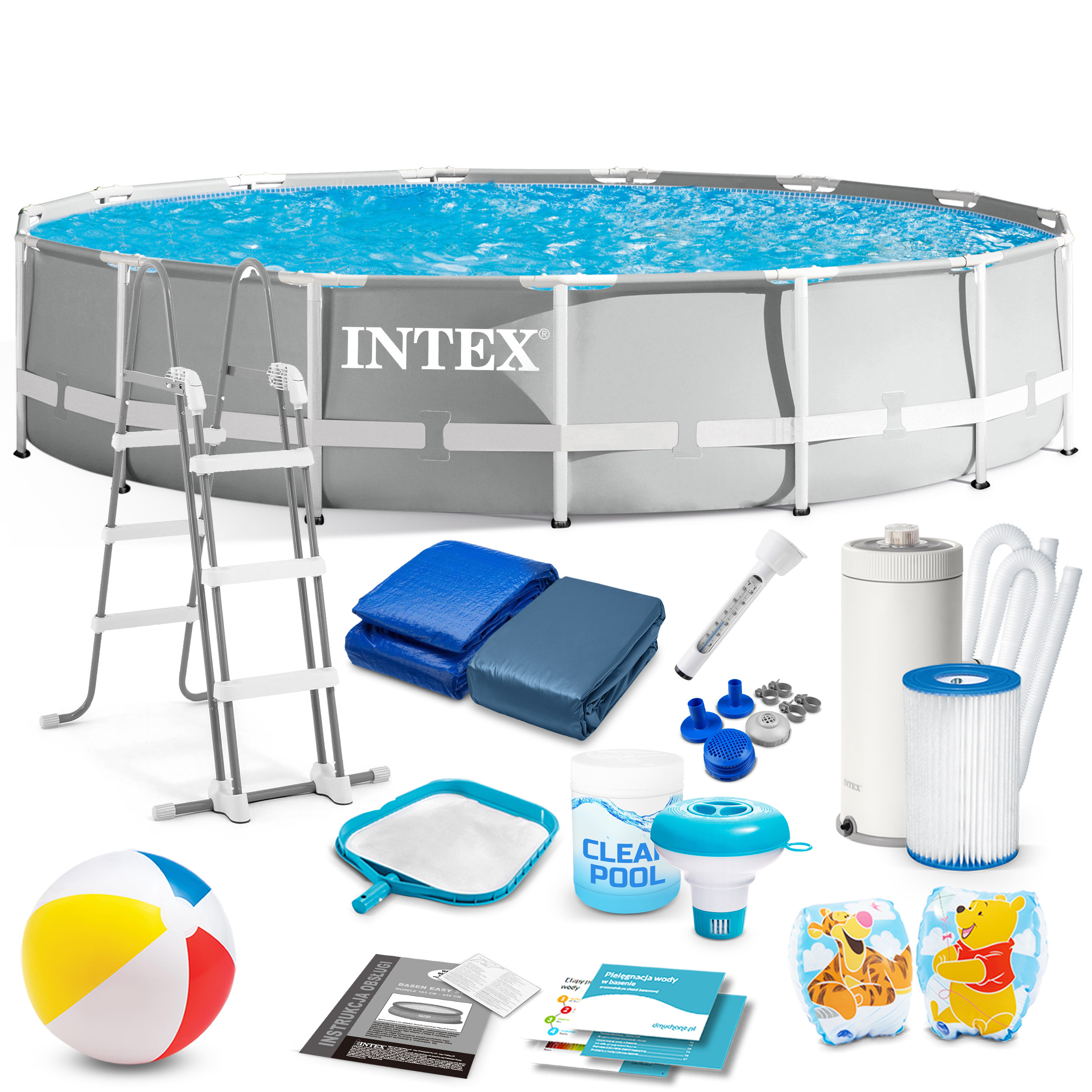 Basen ogrodowy stelażowy 457x107cm Intex zestaw 18w1