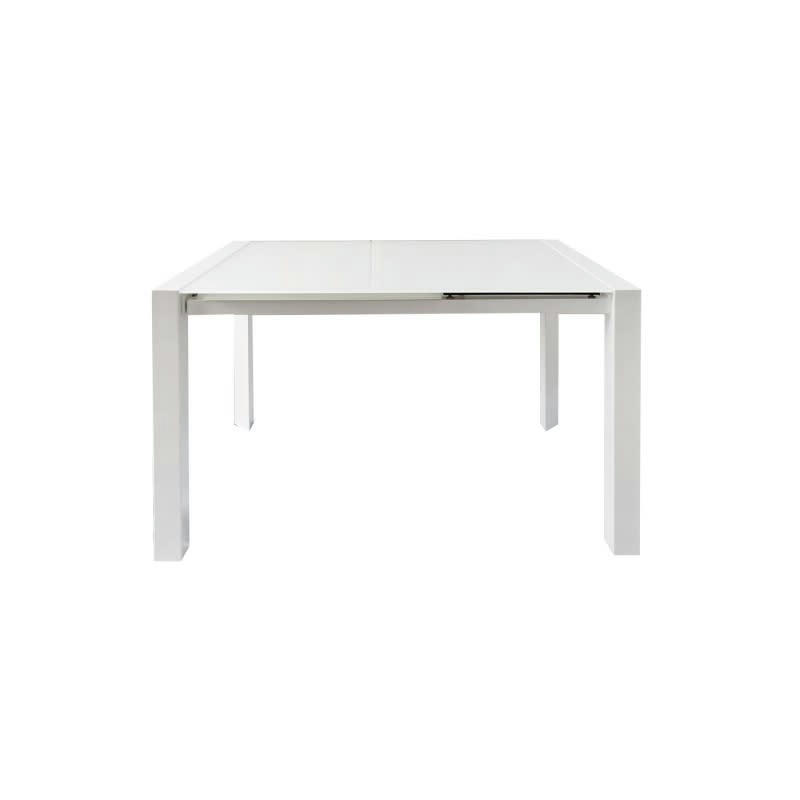 LUCIOLE - Table extensible 120 à 180 cm plateau verre blanc