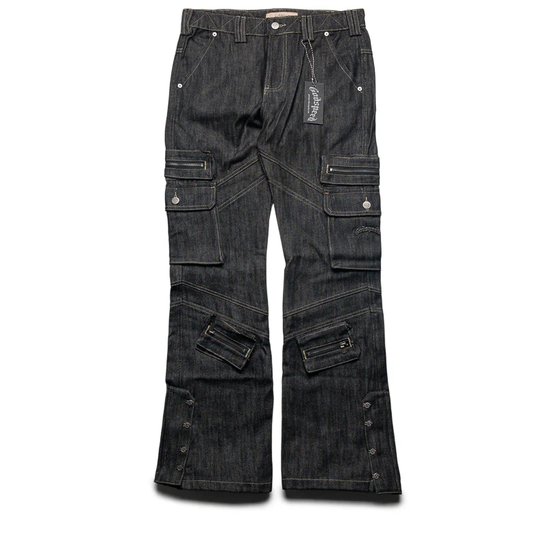 Godspeed New York Rockstar Flare Cargo Denim - Raw Black