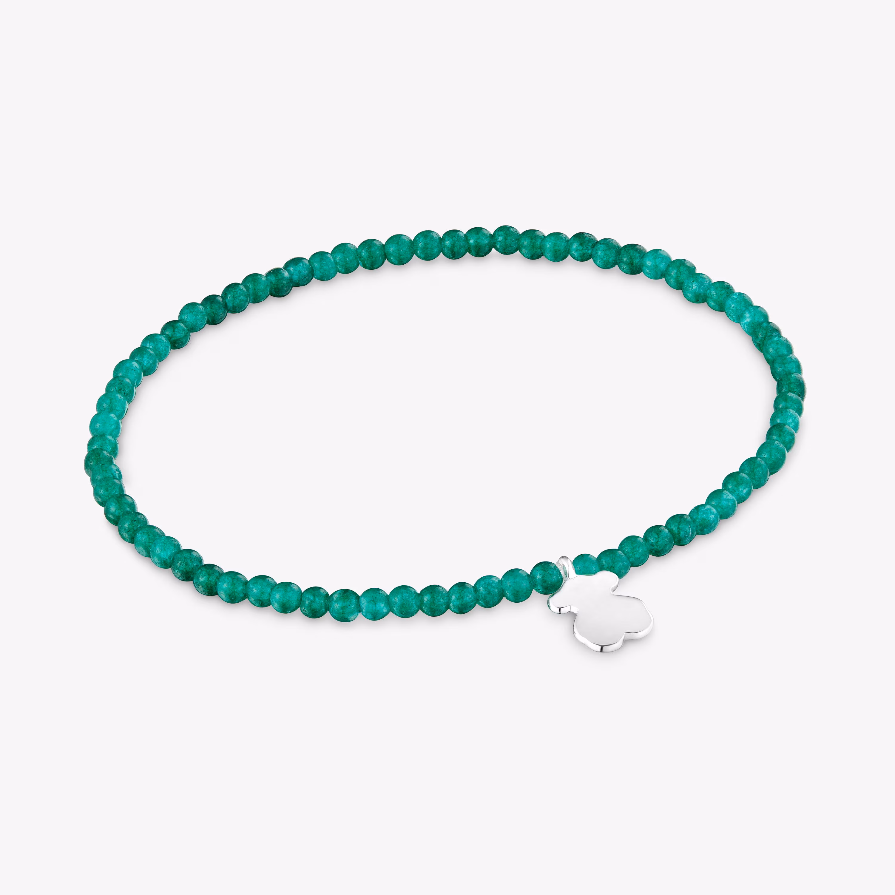 Pulsera elástica con calcedónia verde y oso de plata TOUS Motivos