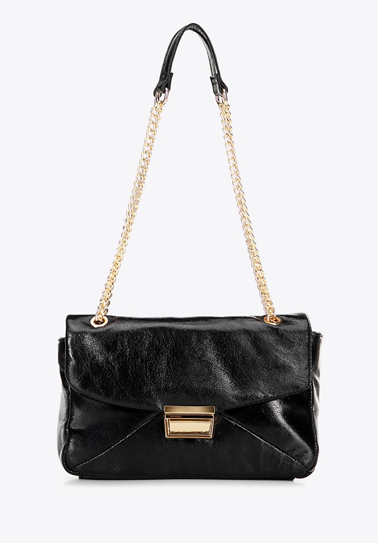 Damska crossbody z połyskującej ekoskóry czarna