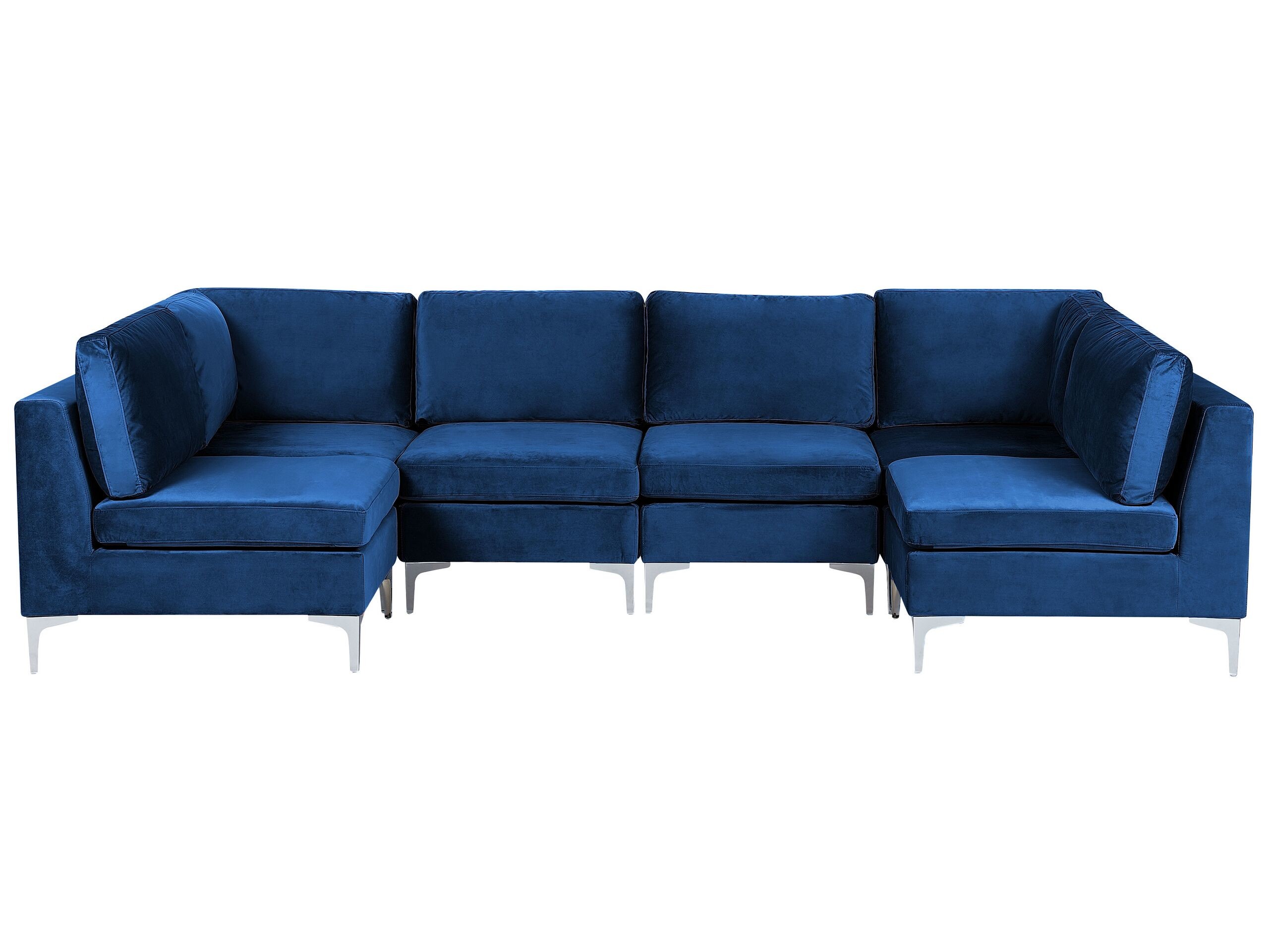 Sofa modułowa kształt U welurowa niebieska