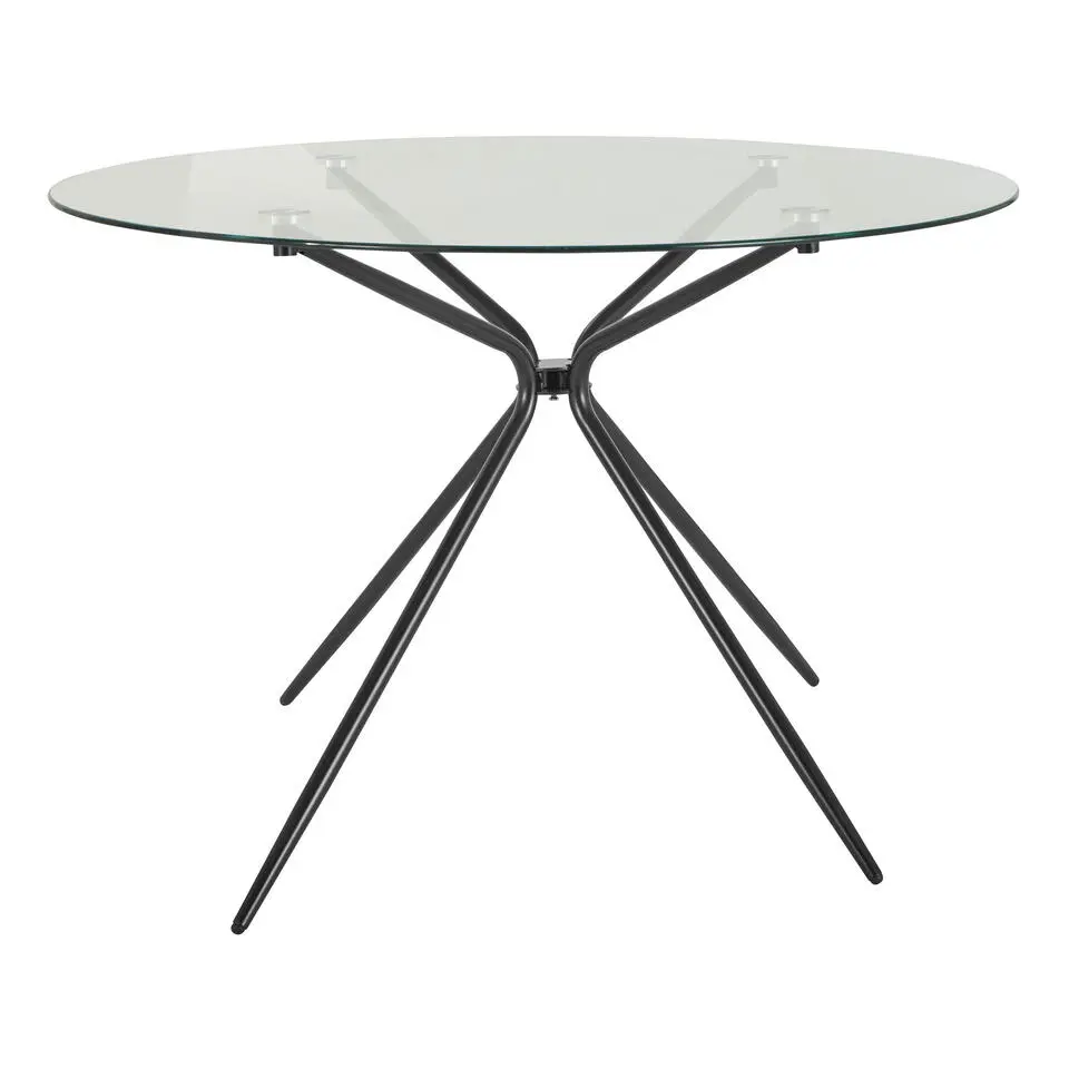 Silvie - Ronde eettafel &Oslash;110 cm 4 zitplaatsen in glas / zwart
