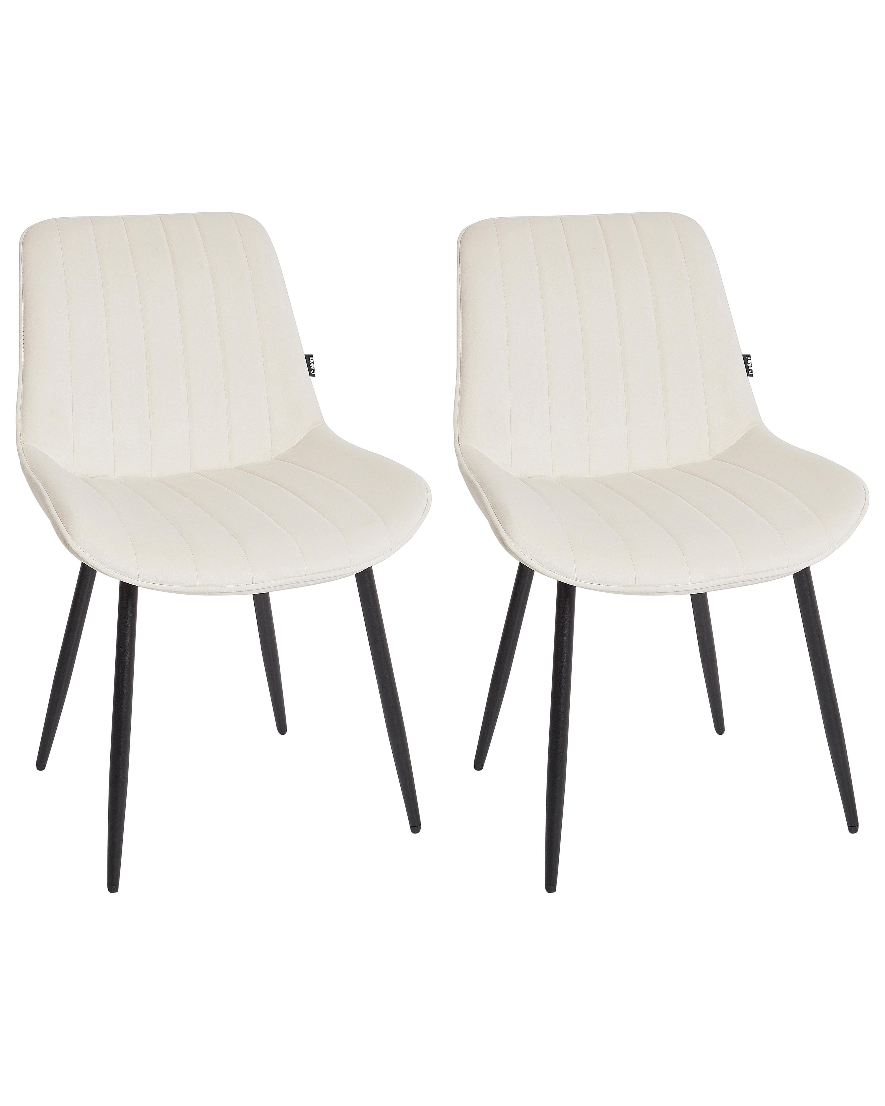 Set of 2 Dining Chairs DUBROVNIK Velvet Light Beige
