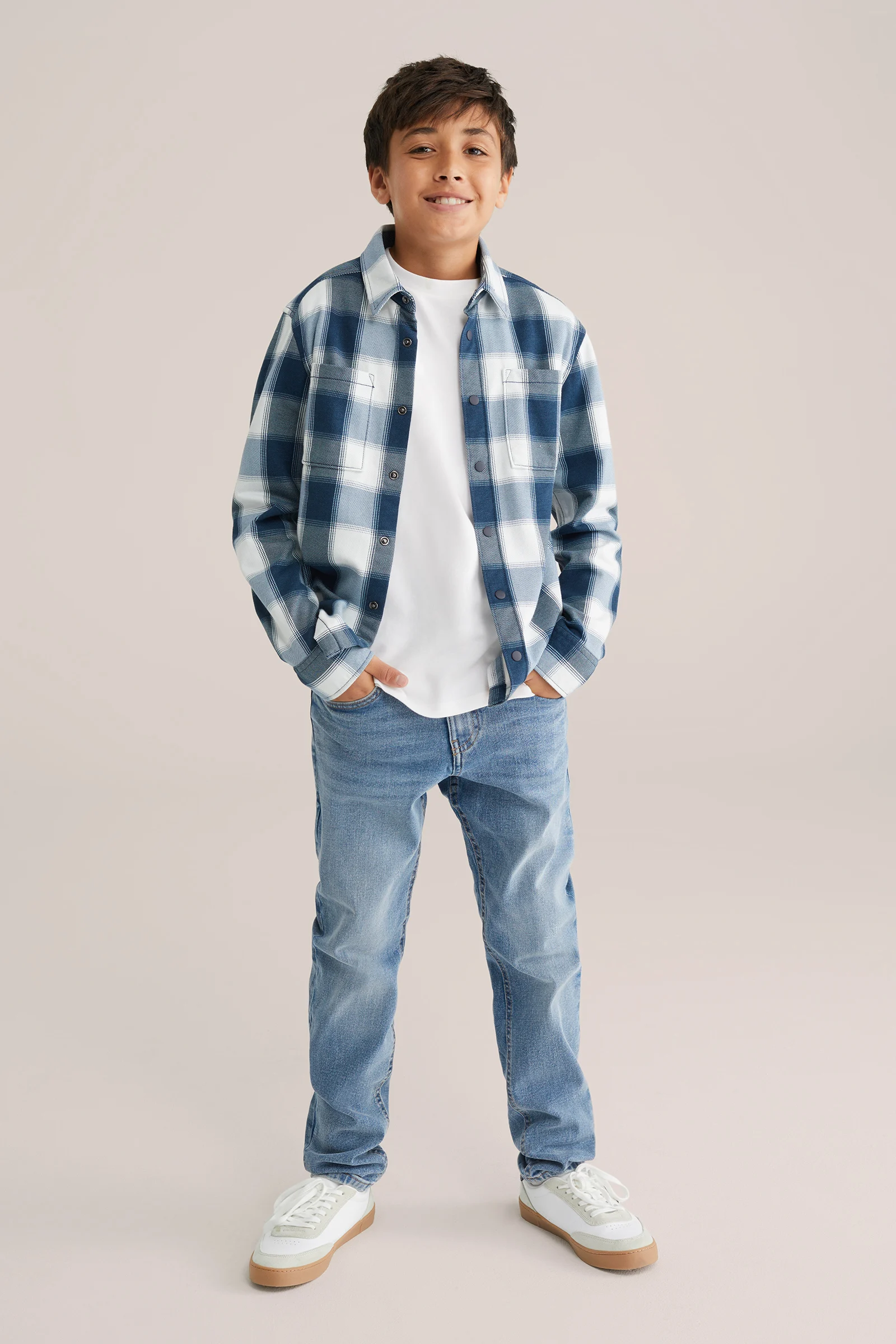 Jongens sweat overshirt met ruit