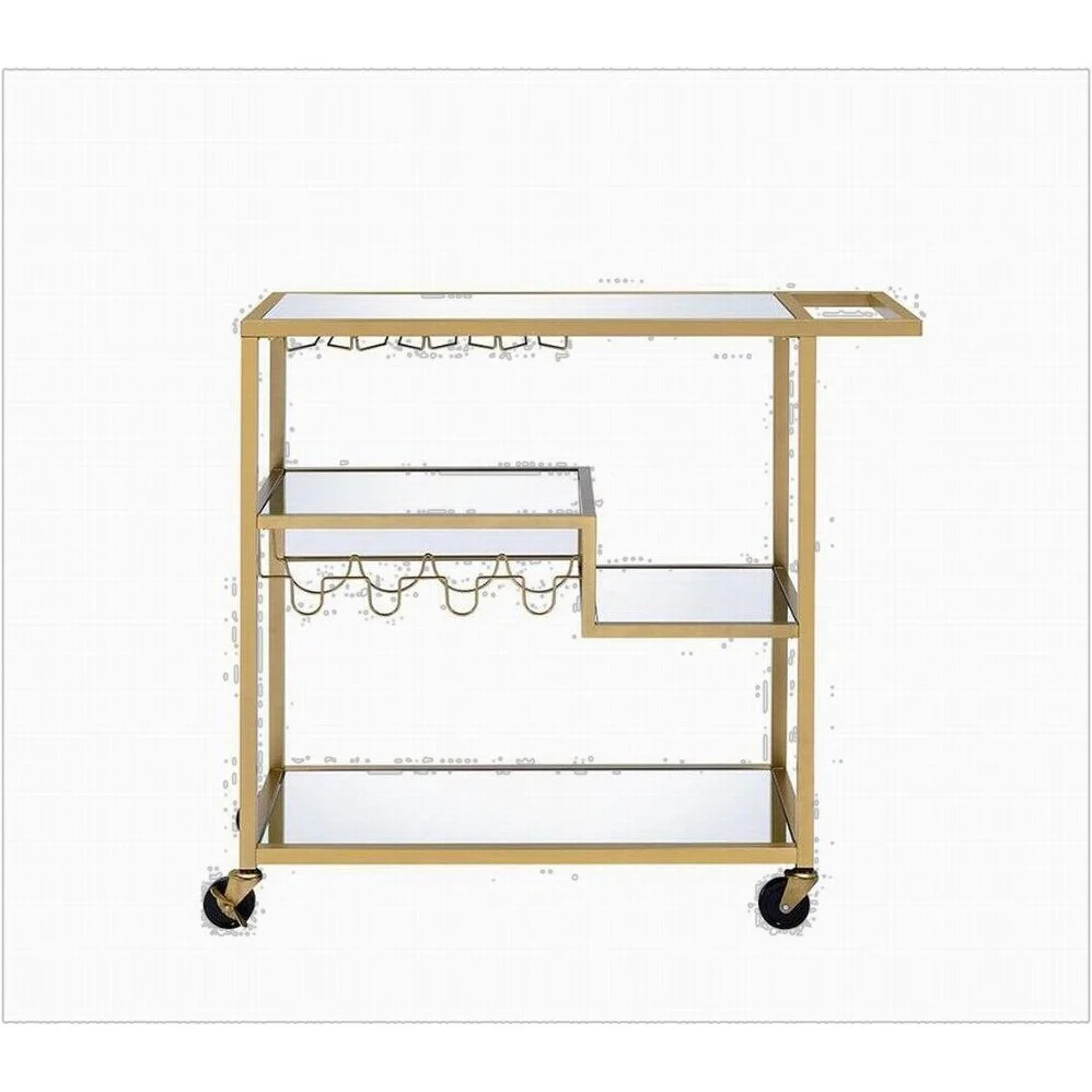ACME Adamsen Serving Cart, Champagne & Mirror - N/A