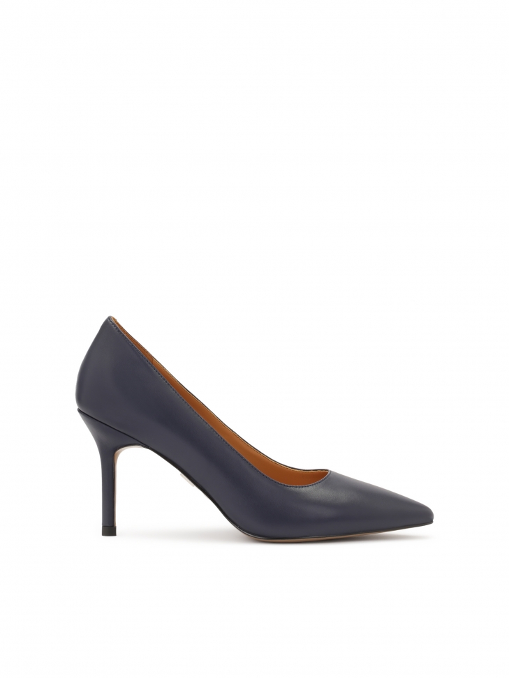 Navy blue smooth leather pumps
