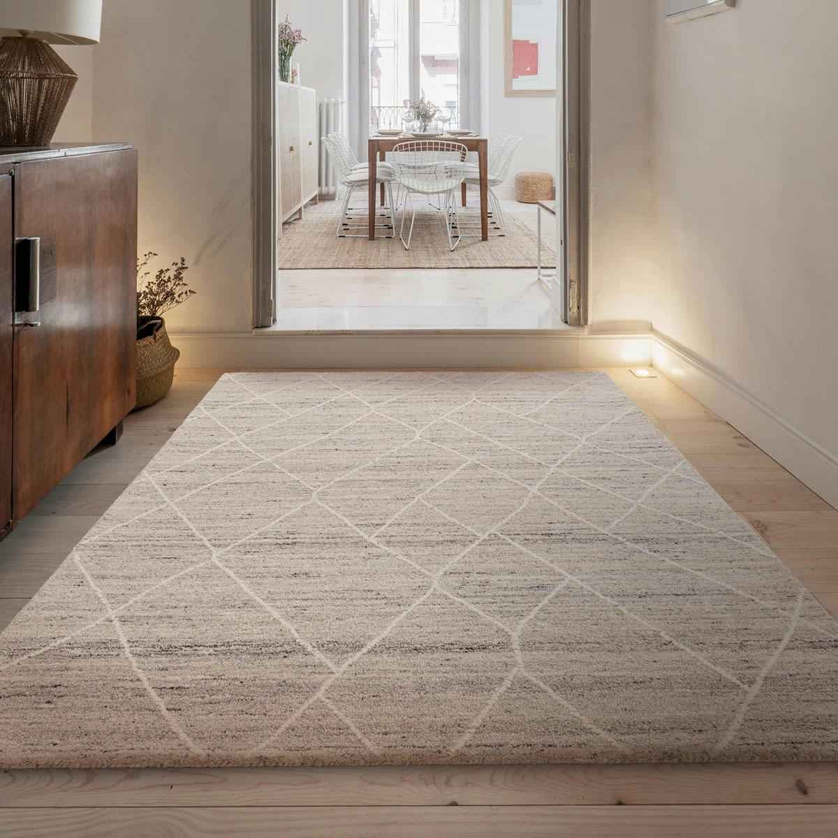 YANA - Tapis de salon en laine beige foncé 160x230 cm