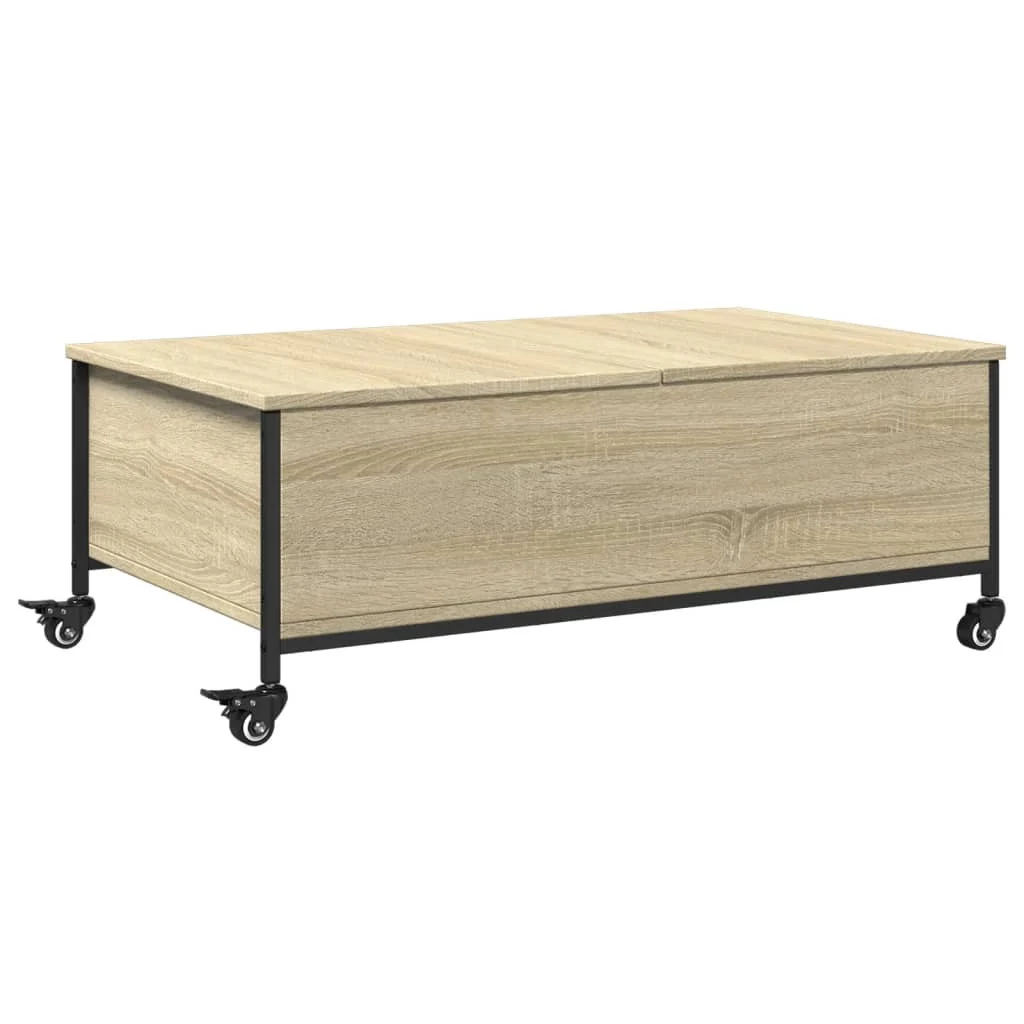 Stolik Kawowy Ława Stół Dąb Sonoma 91x55x34 Kółka Do Salonu Do Pokoju