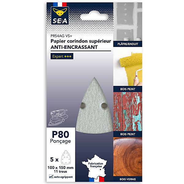 Papier abrasif anti-encrassant delta 100 x 150 mm grain 80, lot de 5