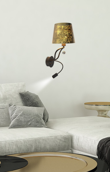 Lampa kinkiet SARIA 1x6w e14 led 8w led czarno złoty apeti