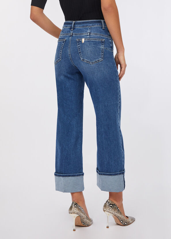 Jeans cropped con risvolto