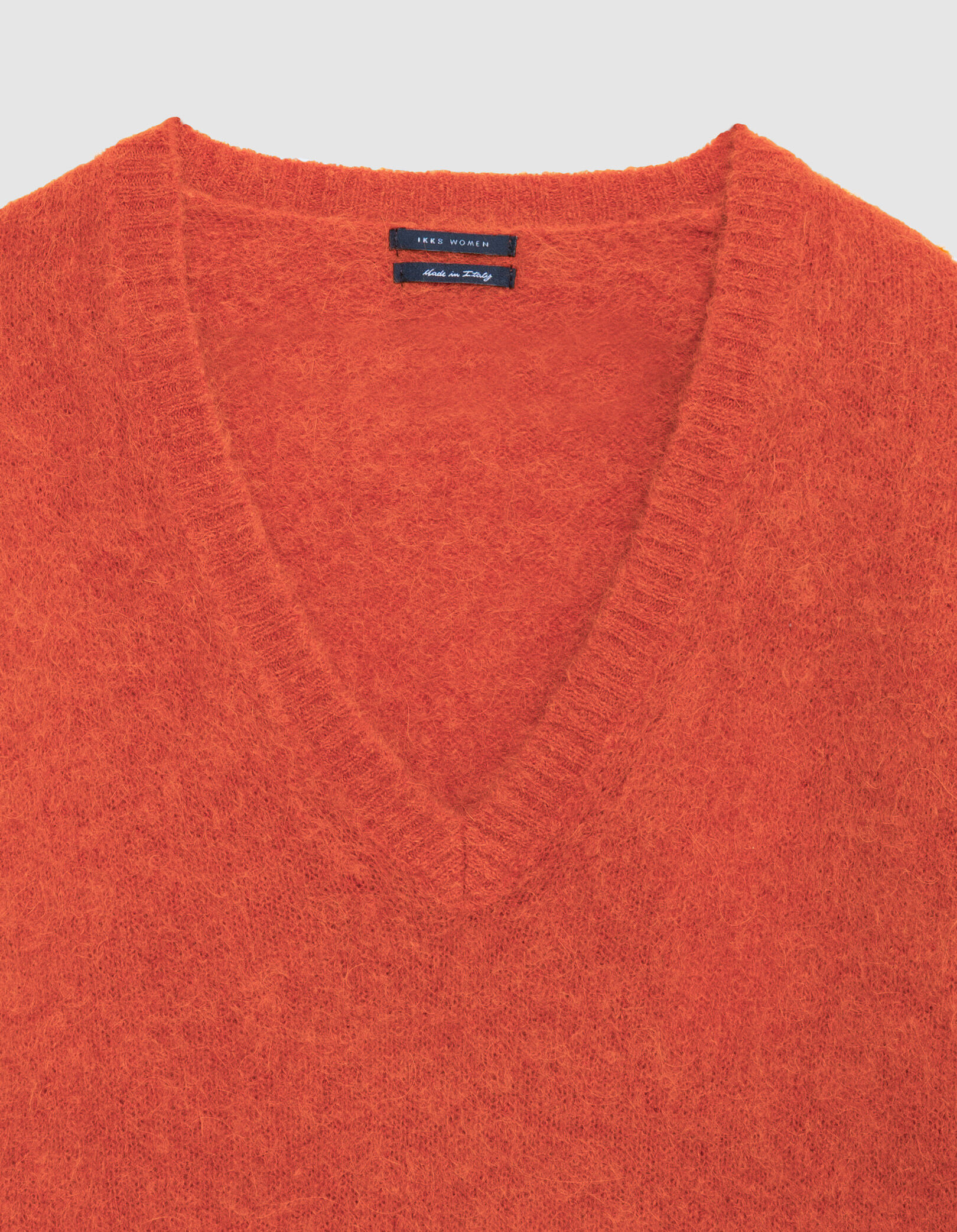Pull col V lilas tricot mix alpaga Femme