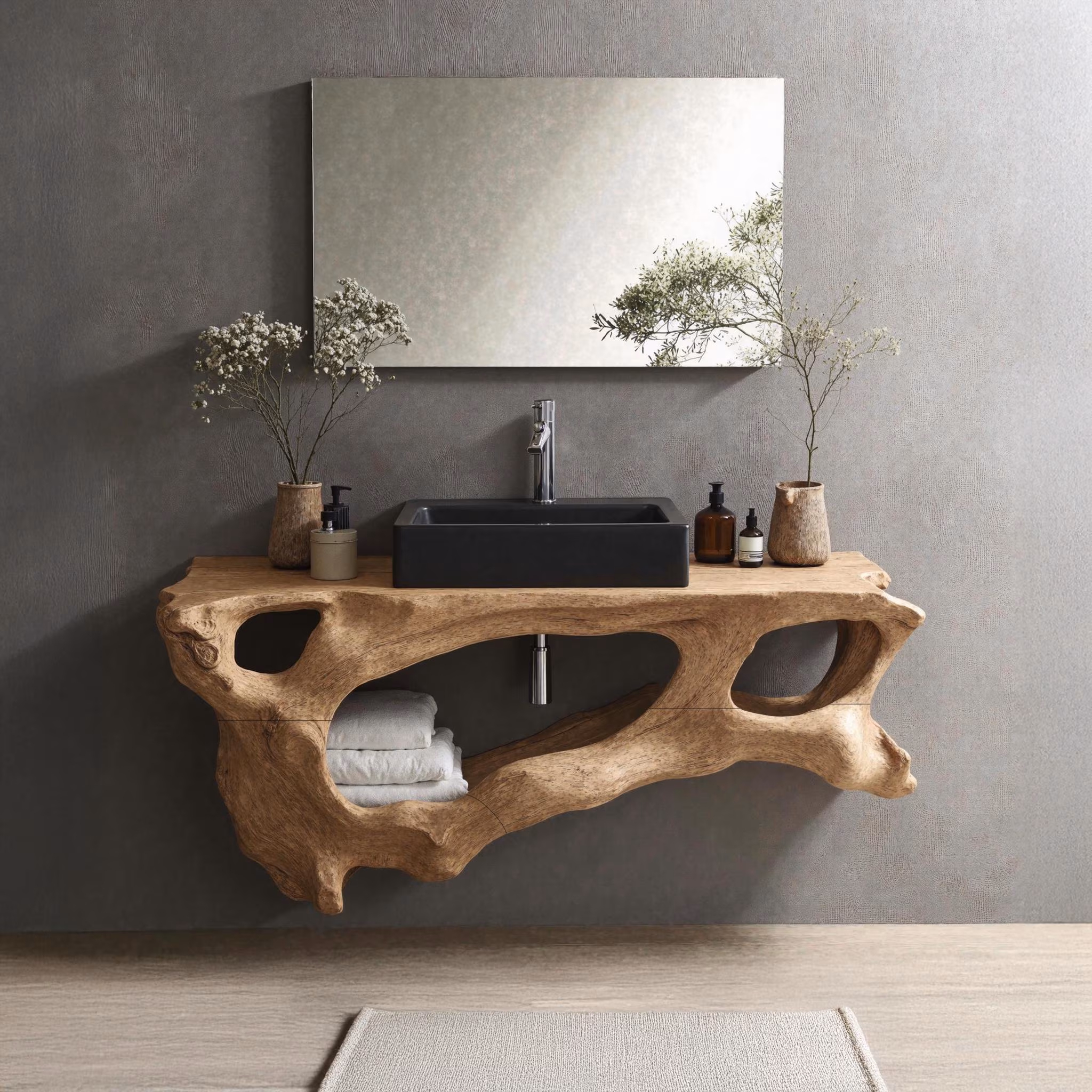 Handmade live edge bathroom vanity shelf rustic vanity corner shelf wall mounted brackets bathroom decor housewarming gift