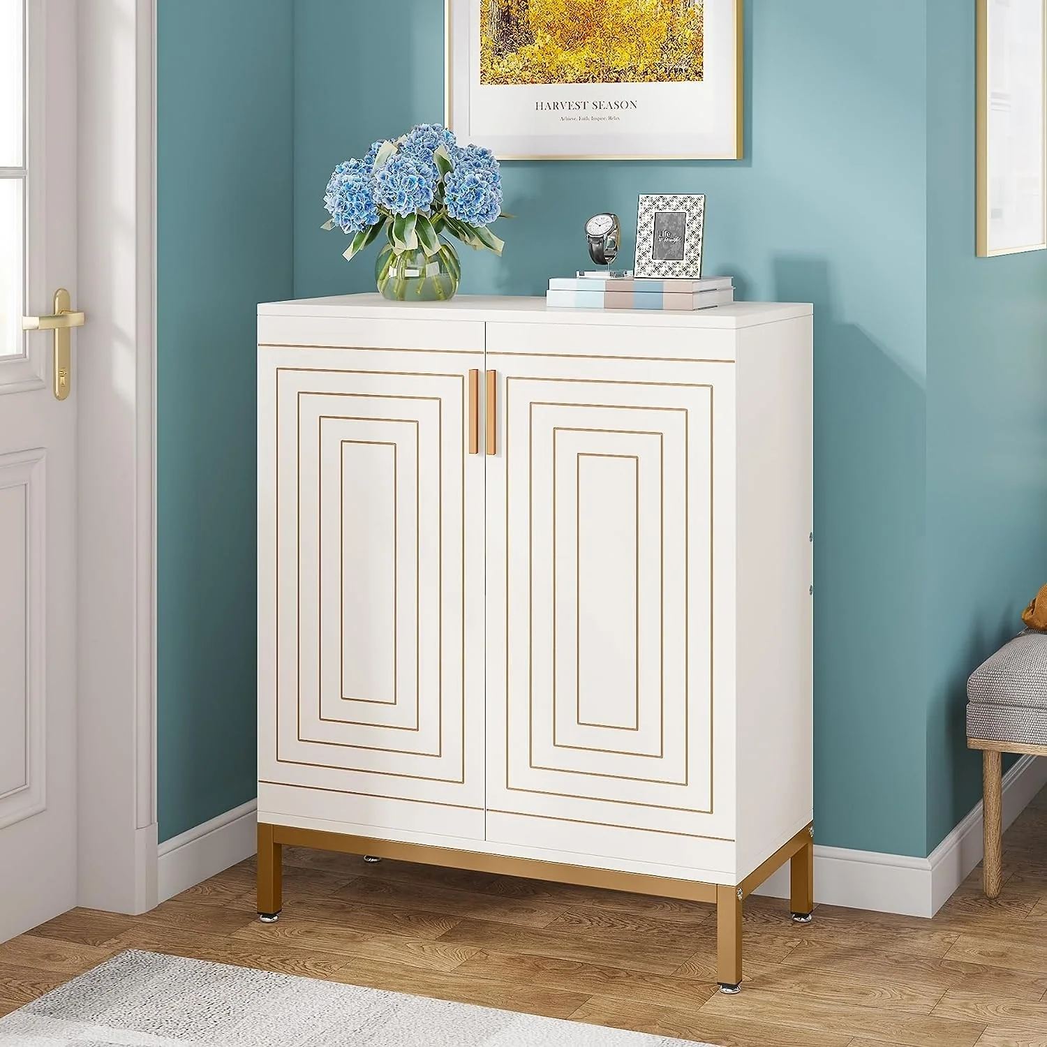 20 Pairs Modern Shoe Storage Cabinet with Doors, 6-Tier Freestanding Entryway Shoe Organizer Rack