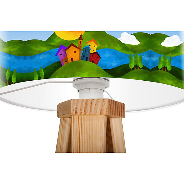 Lampe de chevet kids foto-066 30 x 30 x 45 cm Bois clair, vert