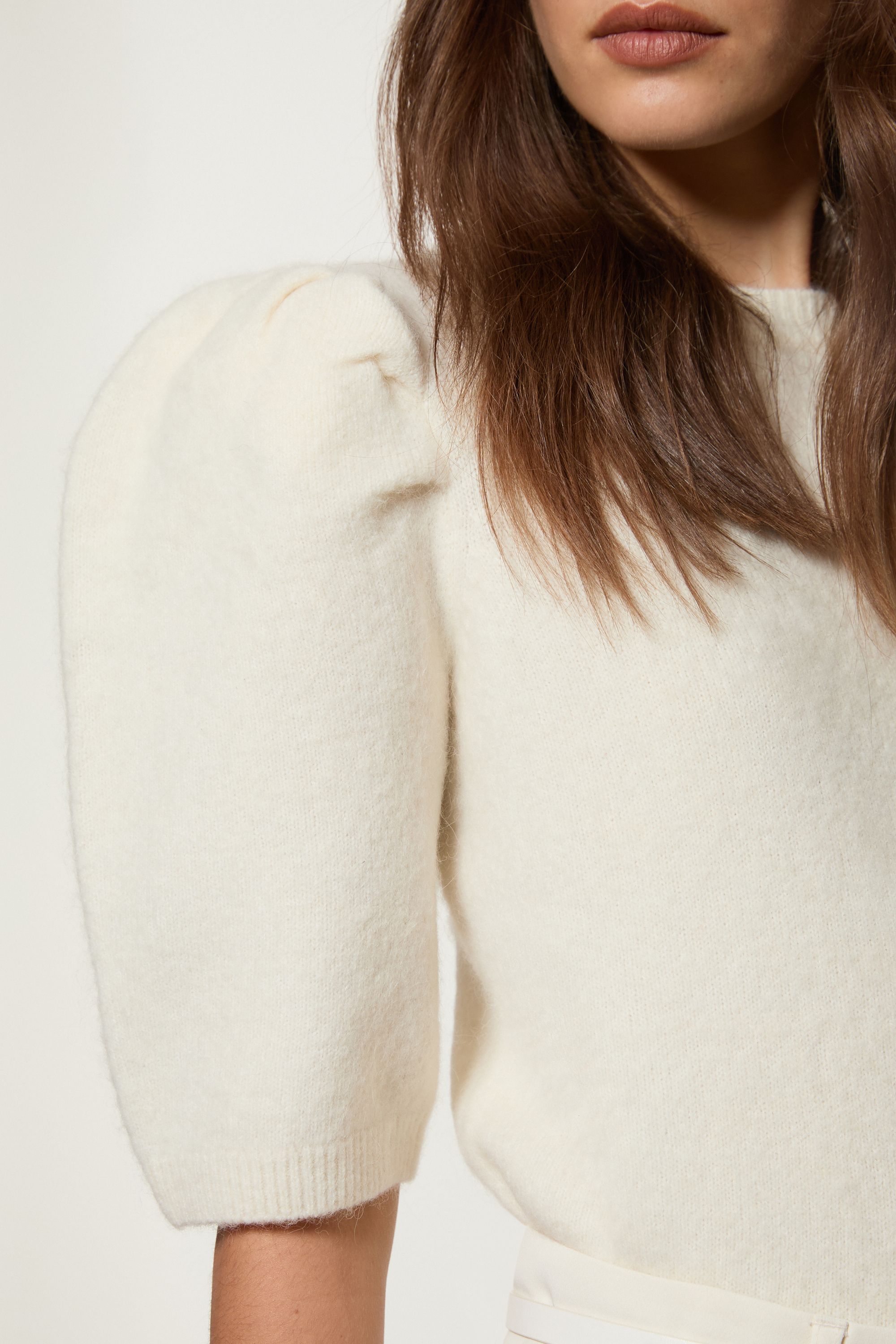 KarenMillen Alpaca Wool Fluffy Knit Crew Neck Top