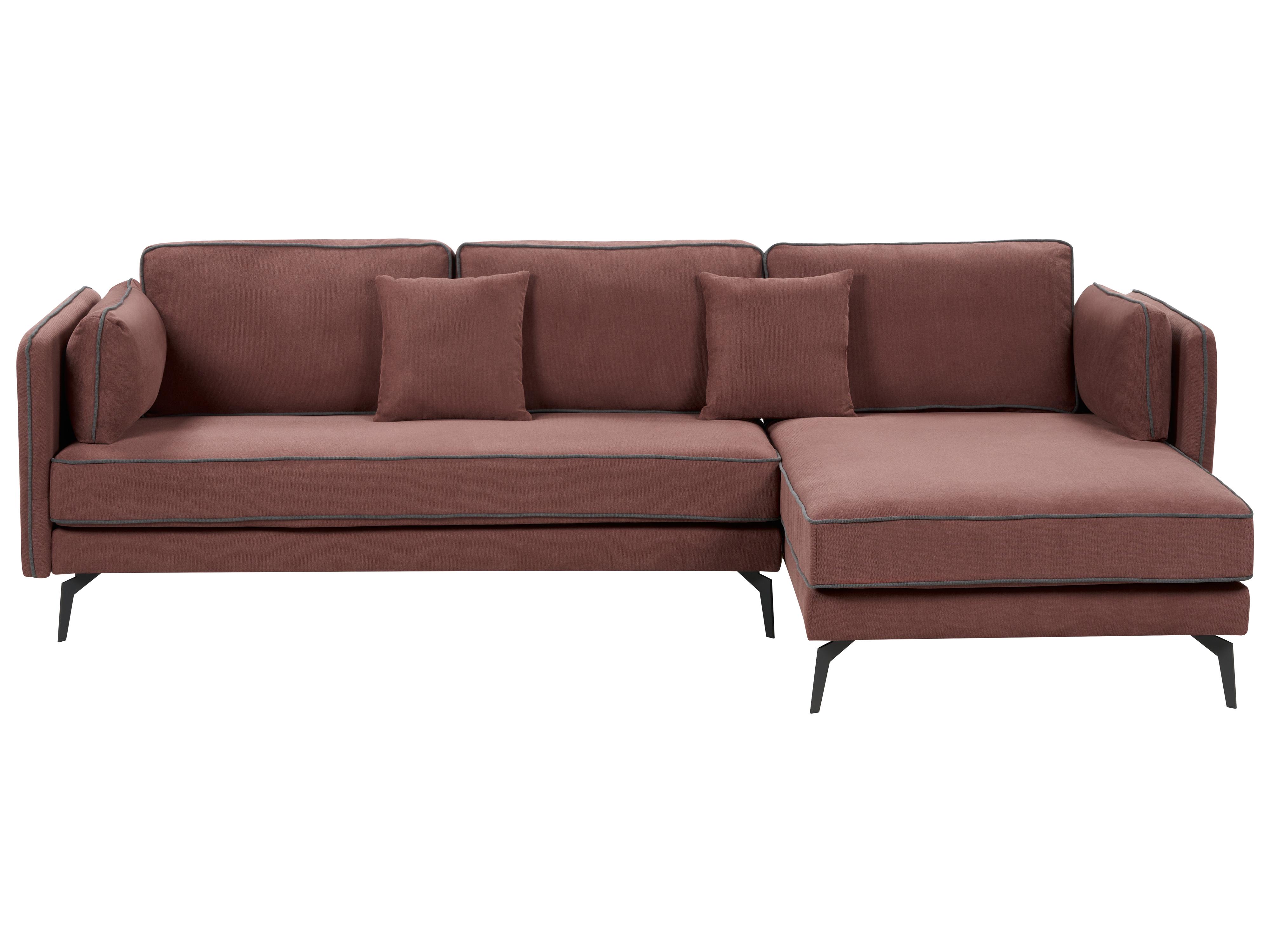 Corner Sofa 3 Seater ALTAN Fabric Burgundy Left Hand
