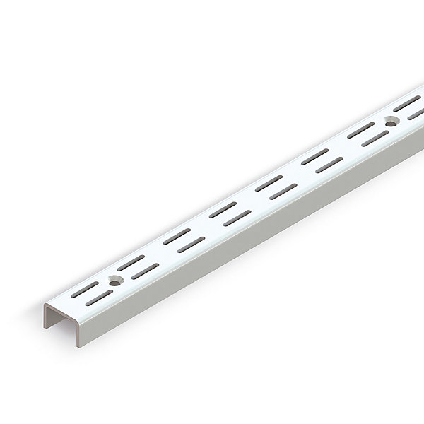 Emuca Lot de 10 profilés de montage mural Jagmet à double rainure avec un pas de 32mm, longueur 951mm, Acier, Peint en blanc