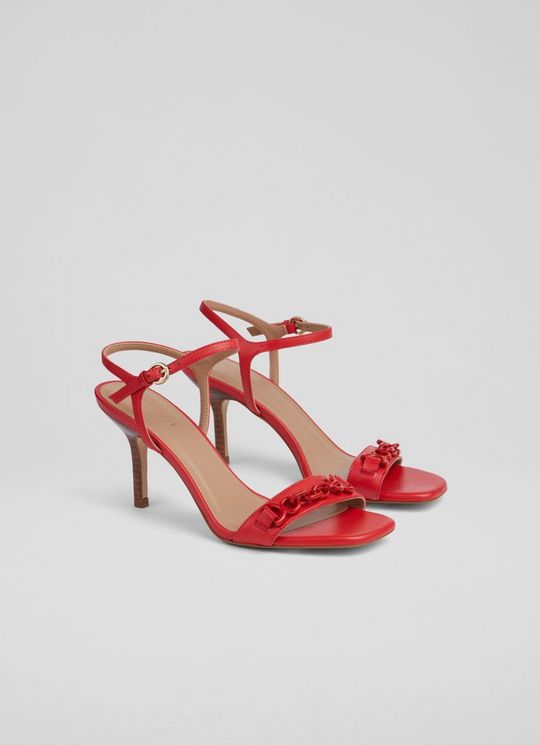 Ivonne Red Leather Heel Sandals