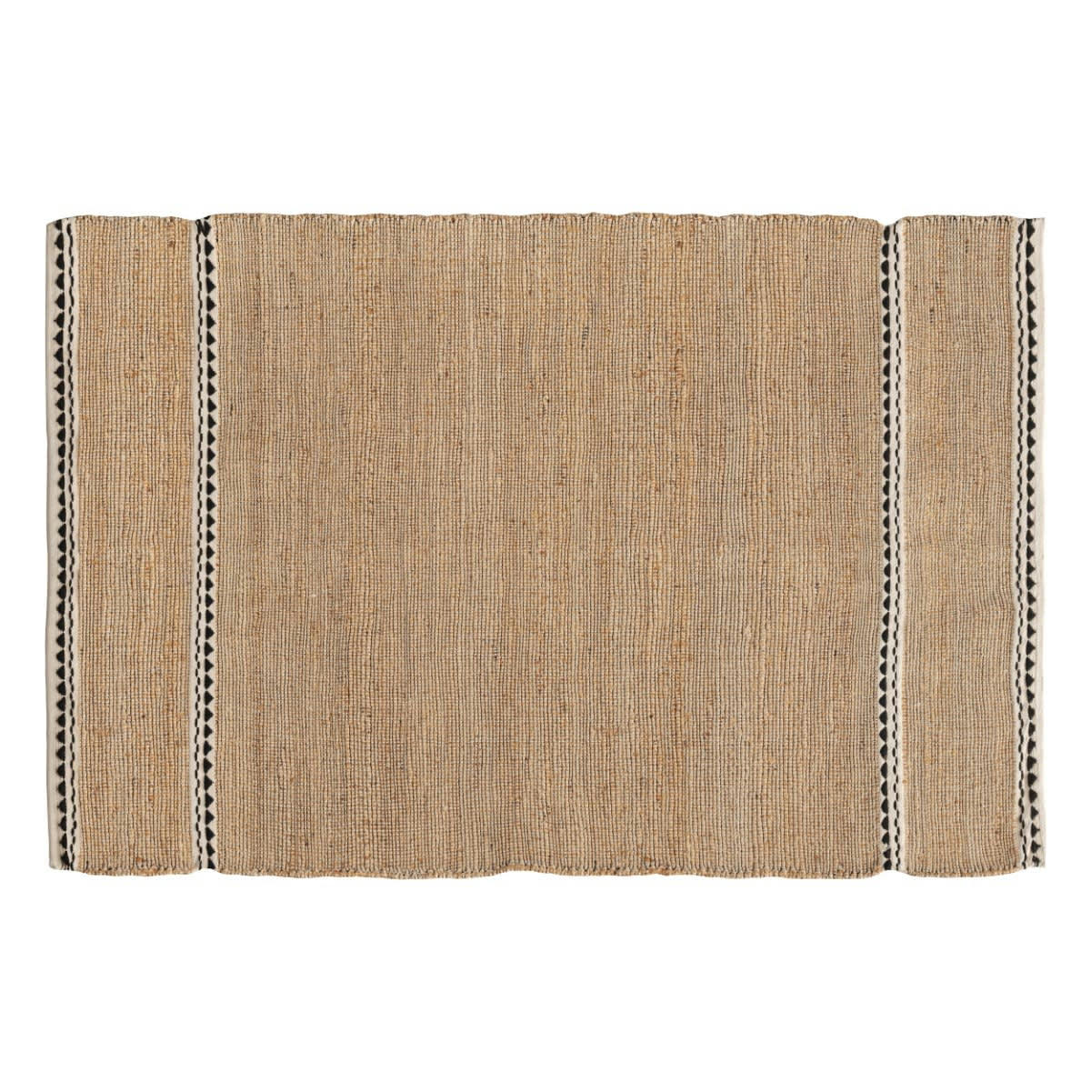CASSIS - Tapis en jute avec bande noire et blanche 180x120 cm