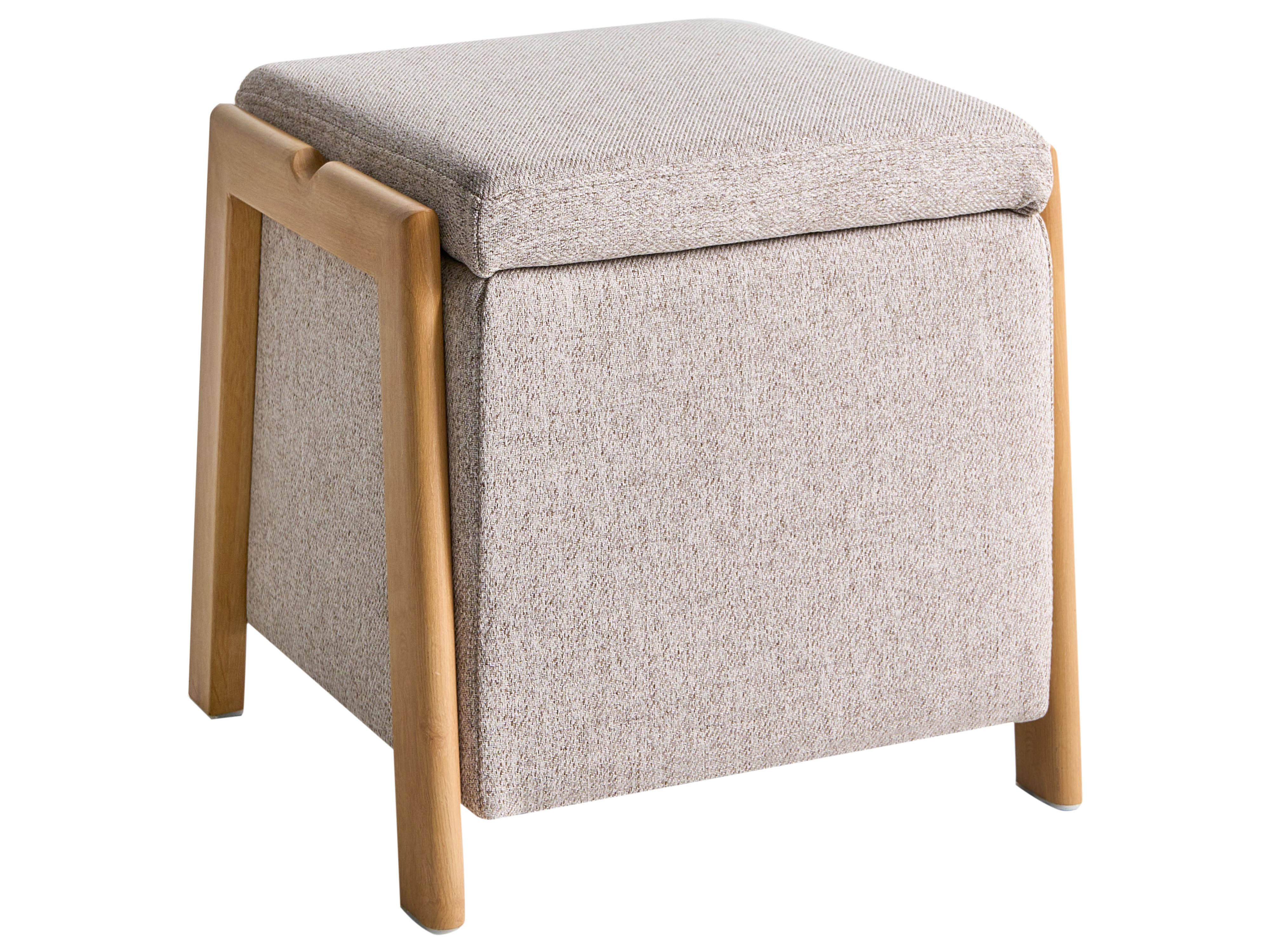 Storage Pouffe EDLAND Fabric 45 cm 43 cm Beige