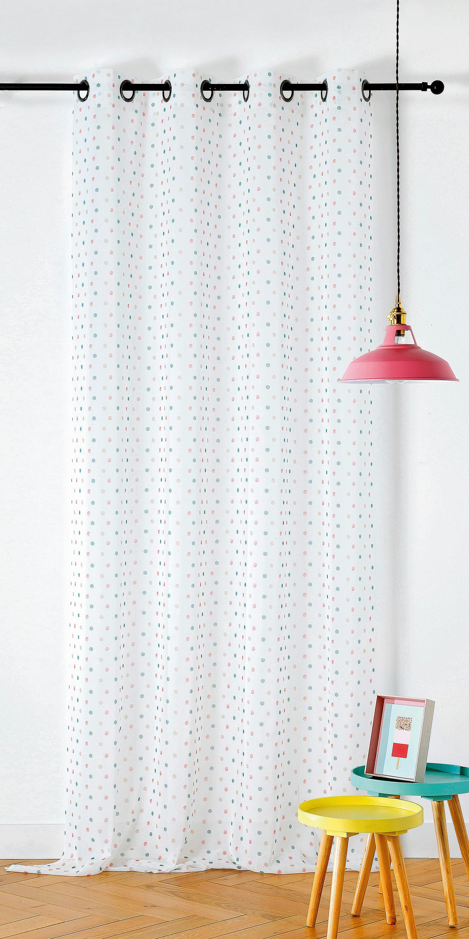 SOPHIE - Rideau d'ameublement polyester enfant Rose 150x240cm