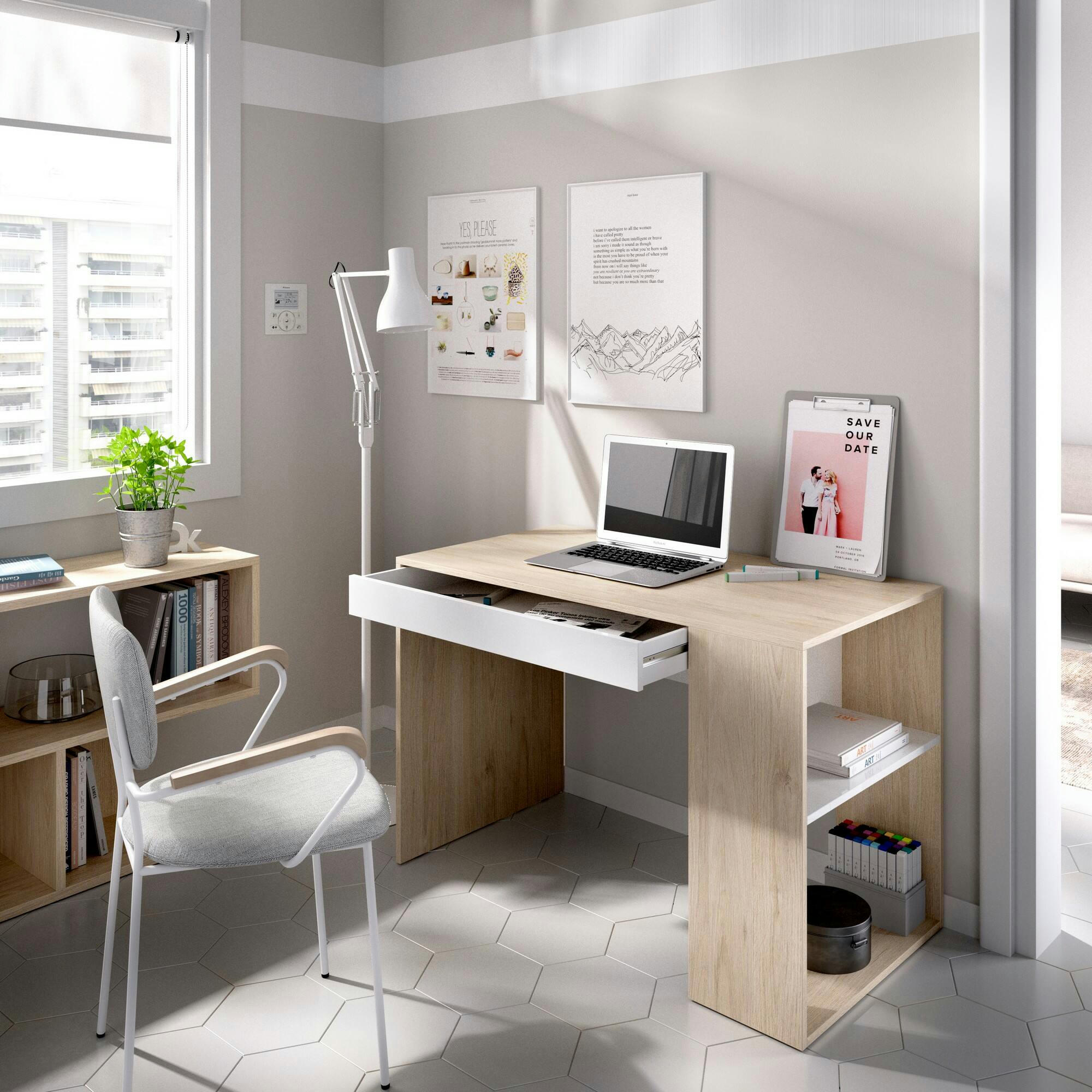 DFALC - Bureau effet bois chêne et blanc