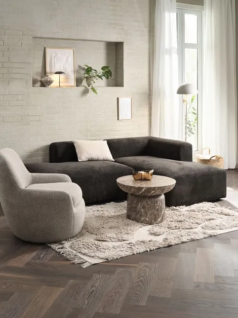 Modulsofa SKEJBY 2-pers. chaiselong/open-end mørkebrun