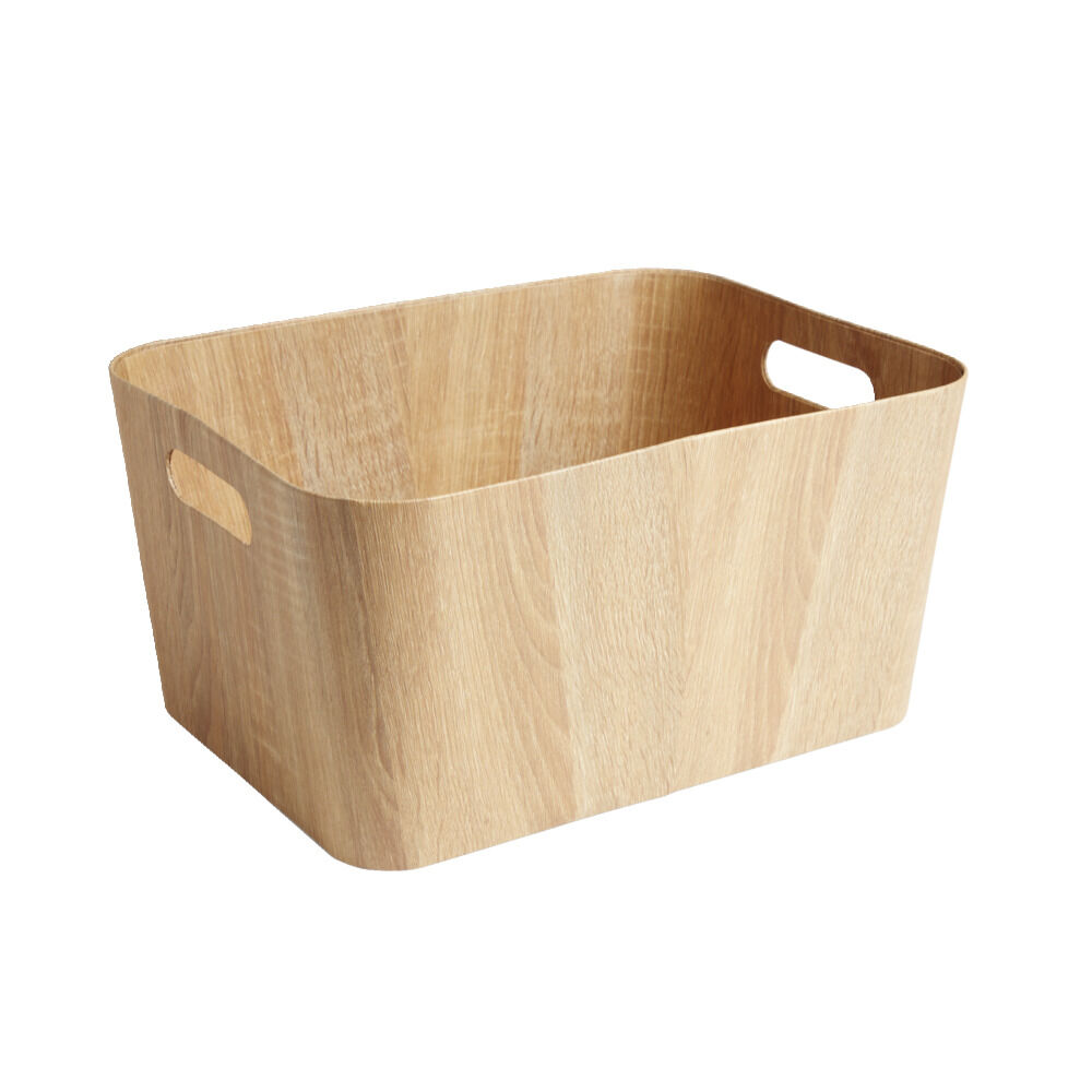 Panière carton et papier imitation bois 40x30xH20cm