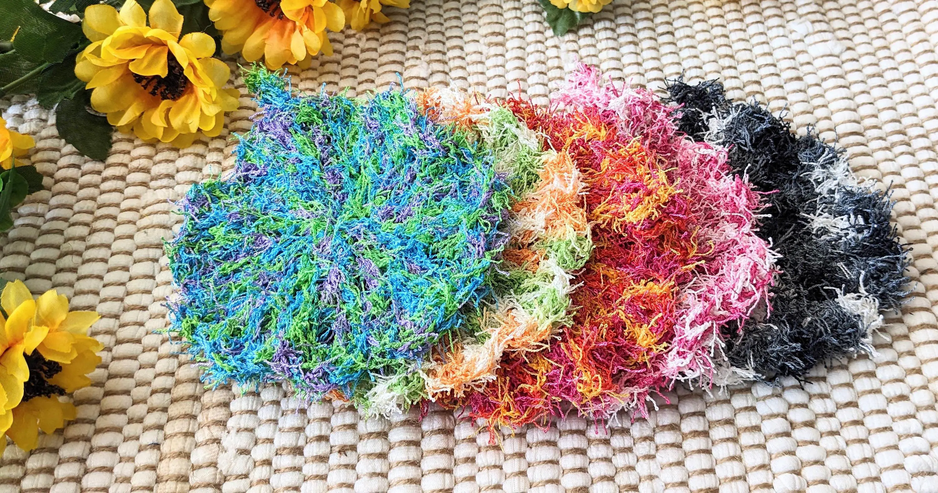 Dish Cloth Scrubby, Large, Handmade Crochet Dish Cloths, Washable and Reusable, With Loop for Hanging, Pan and Tub Scrubber, Skin Exfoliator