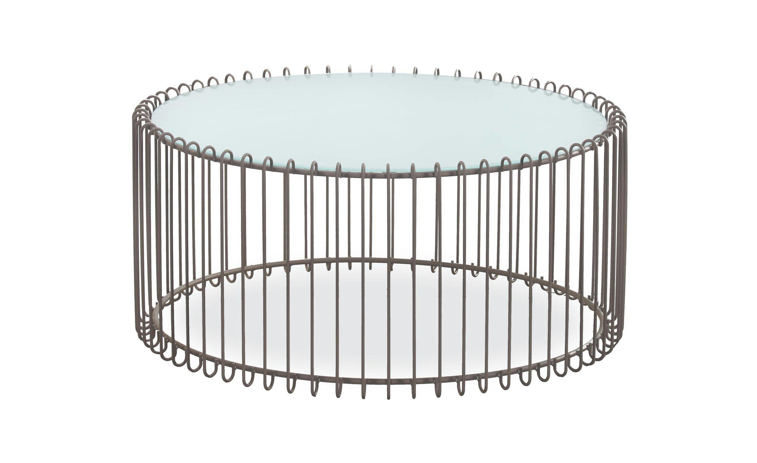 ENSEMBLE - De 2 tables basses universe verre blanc et métal taupe