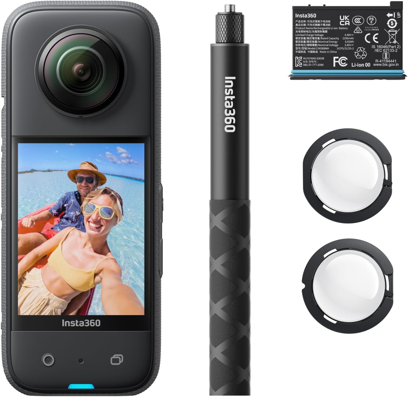 Insta360 X3 Starter Bundle - Waterproof 360° Action Camera with 1/2 Inch Sensor  5.7K 360°  72MP 360° Photos  Stabilisation  2.29 Touch Screen  Vibration Feedback  AI Editing  Live Streaming
