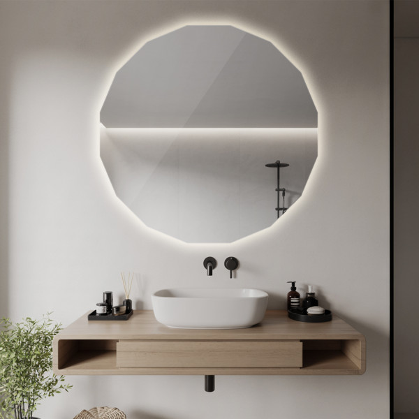 Lustro Stylowe Okrągłe LED z Neutralnym Światłem 50x50 Wallfluent