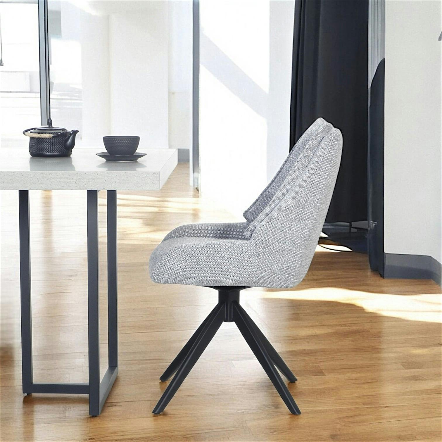 Chaise grise pivotante en velours texturé (lot de 2) IENA