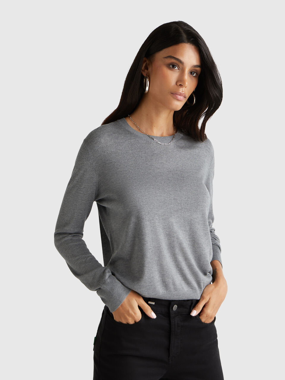 Long sleeve top in silk blend