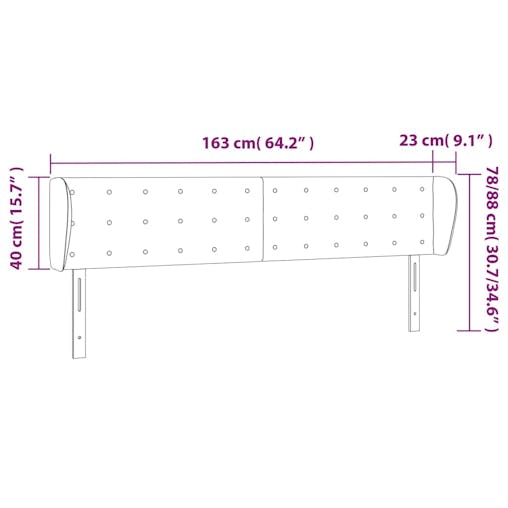 NNEVL Headboard with Ears Black 163x23x78/88 cm Faux Leather