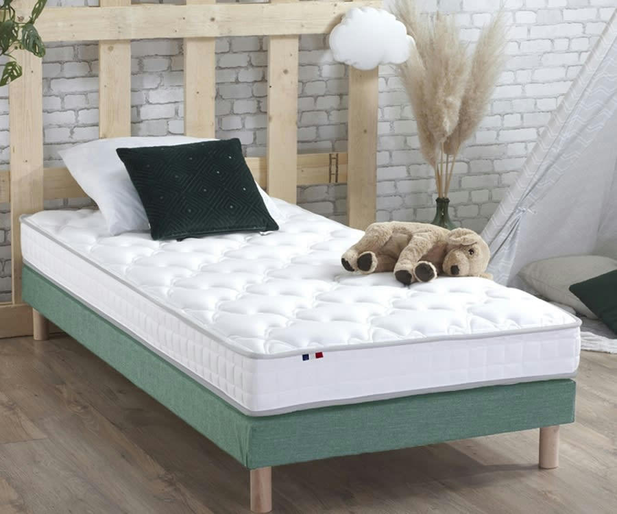 ENSEMBLE ESSENCE - Ensemble matelas mousse et latex sommier vert 90x190