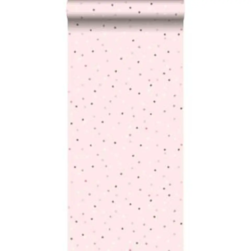ESTAhome behang - kleine stippen - roze en warm grijs - 0.53 x 10.05 m