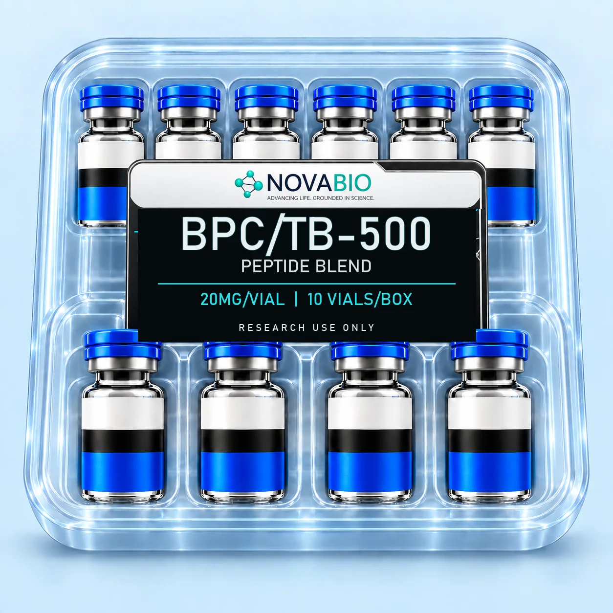NOVABIO BPC-157 + TB-500 Blend 20MG per vial, 10 VIALS research product