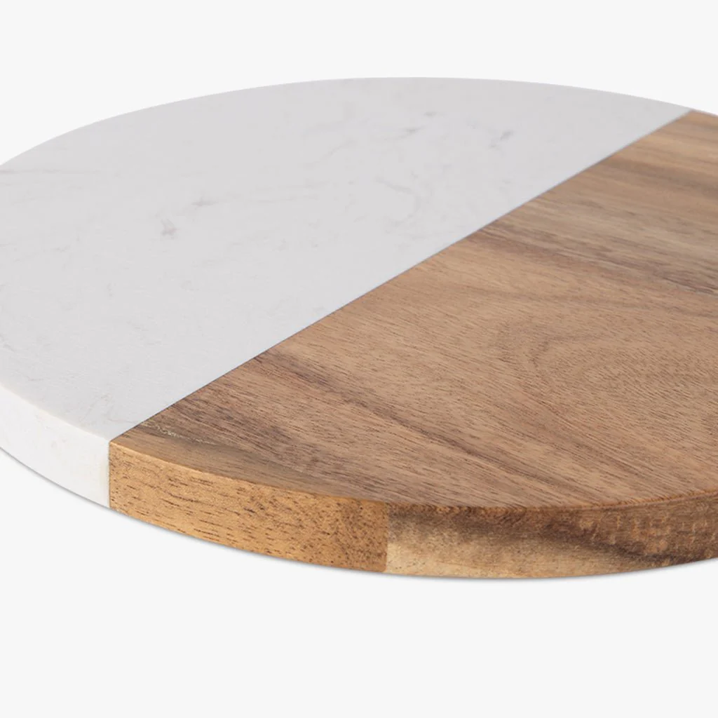 Tábua Redonda de Madeira e Pedra NEPAL