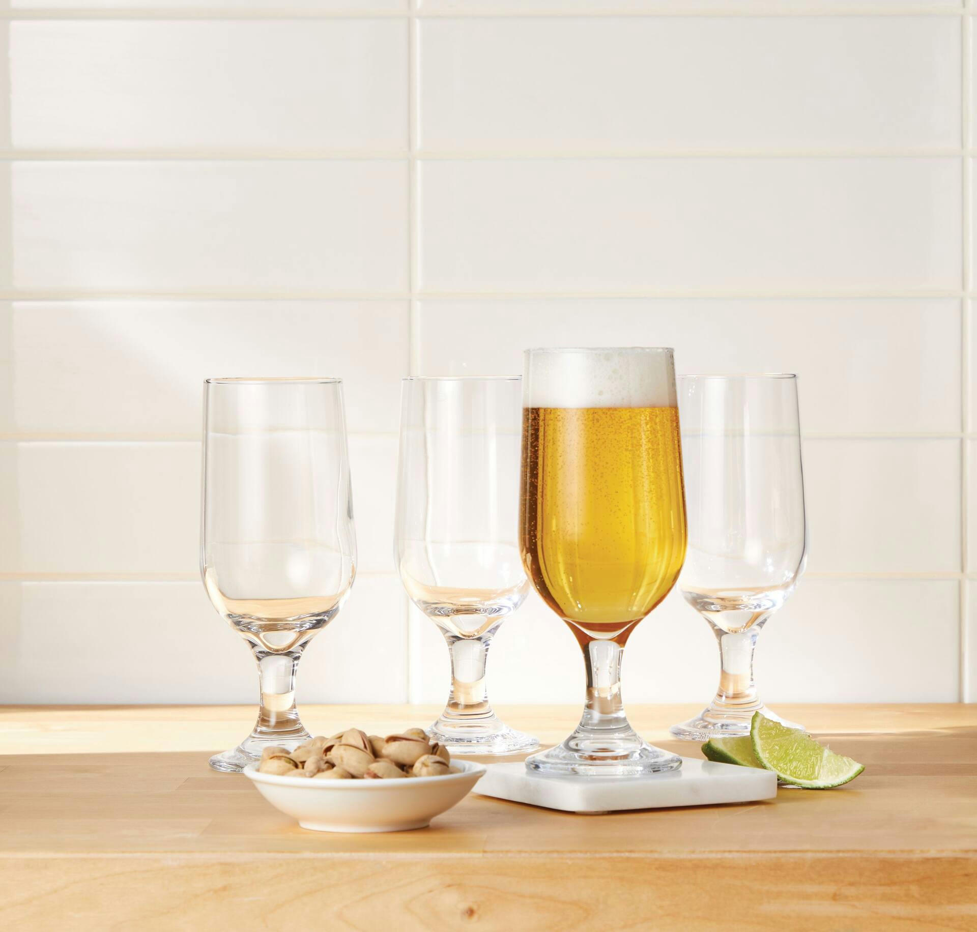 CANVAS Stemmed Clear Beer Glasses, 11-oz, 4-pk