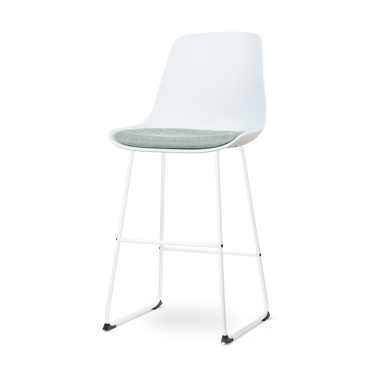 Nolon Nino-Liv Barkruk Wit - Zachtgroen Kussen - Wit Frame - 75 cm