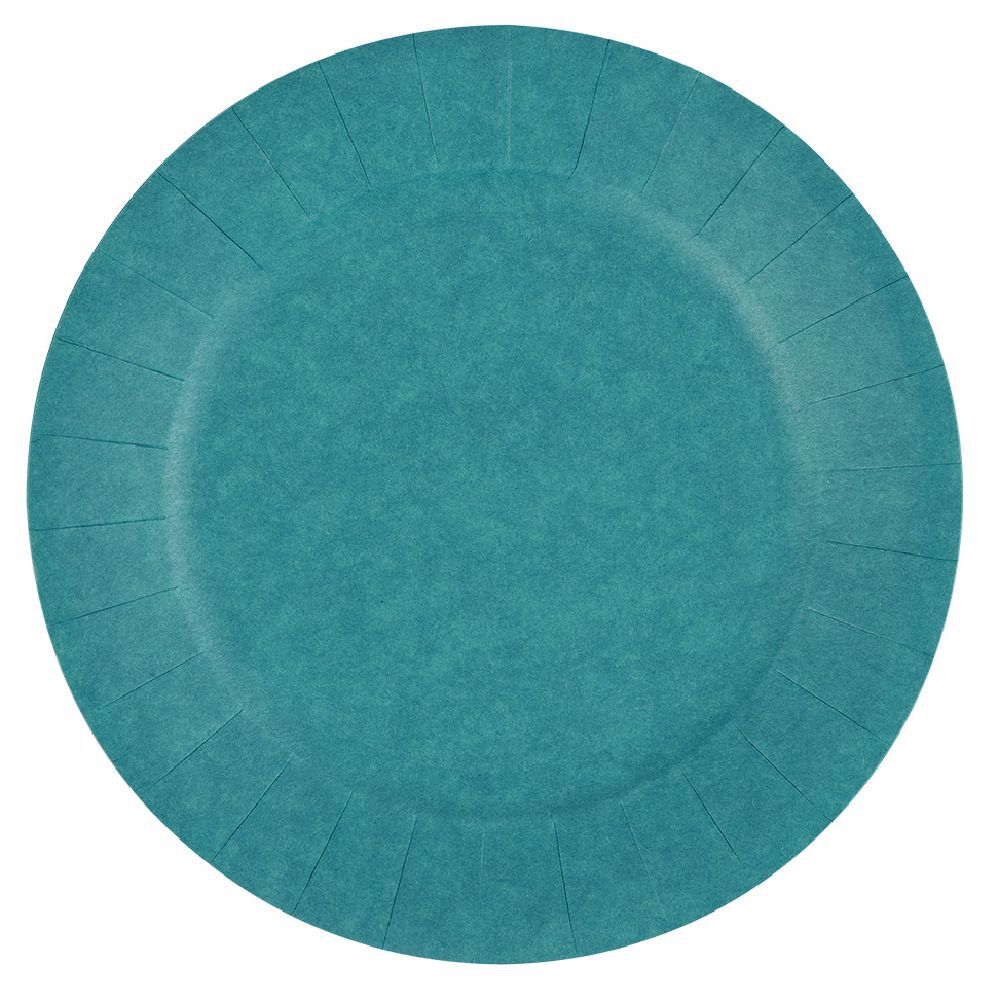 Lot de 10 assiettes en carton bleu canard Ø18 cm