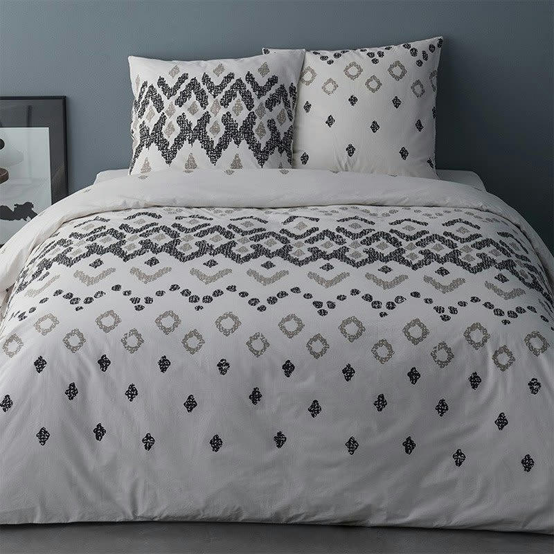 HENRI - Parure de housse de couette  coton beige 220x240 cm