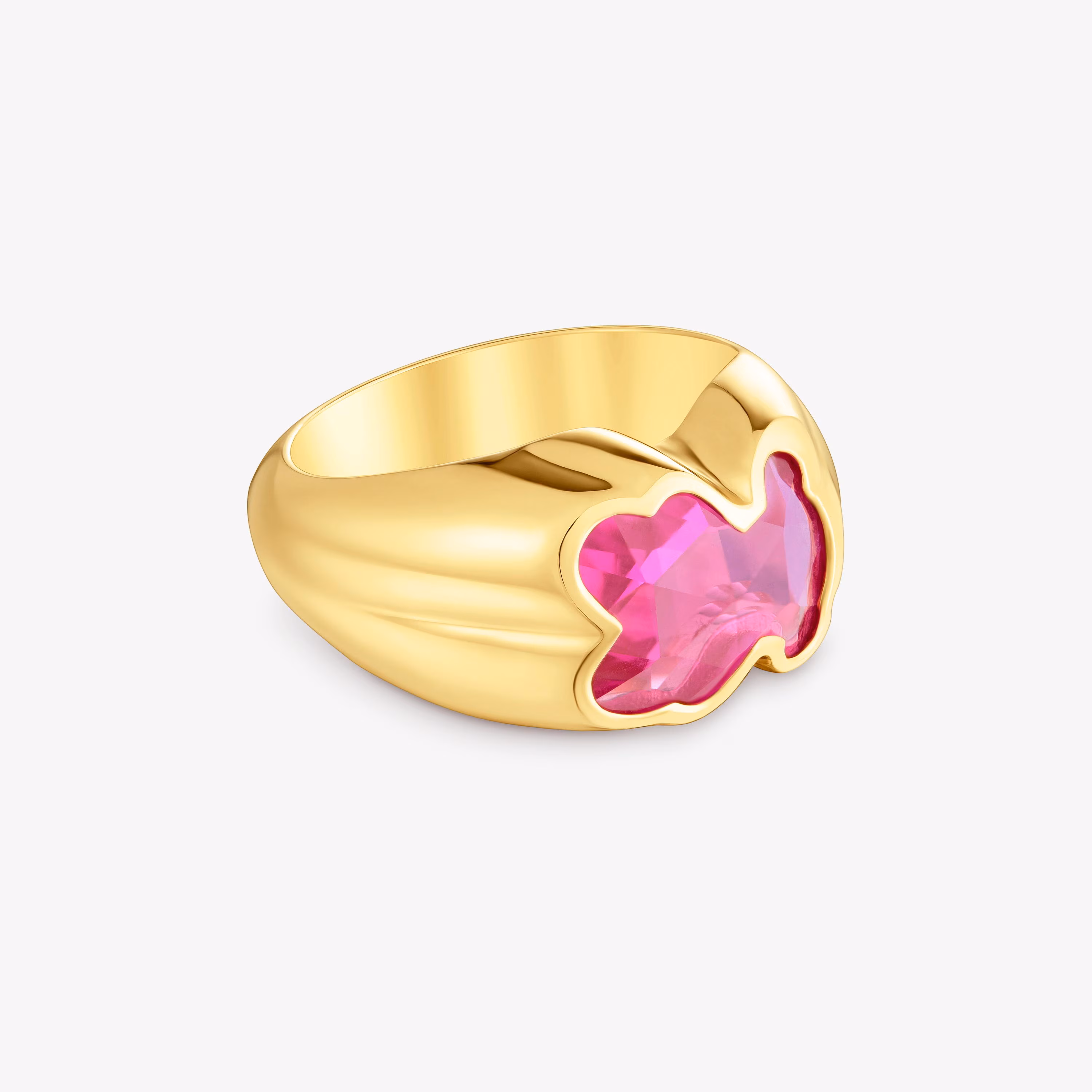 Anillo mediano con baño de oro 18 kt sobre plata y rubí creado en laboratorio Icon Color LGG
