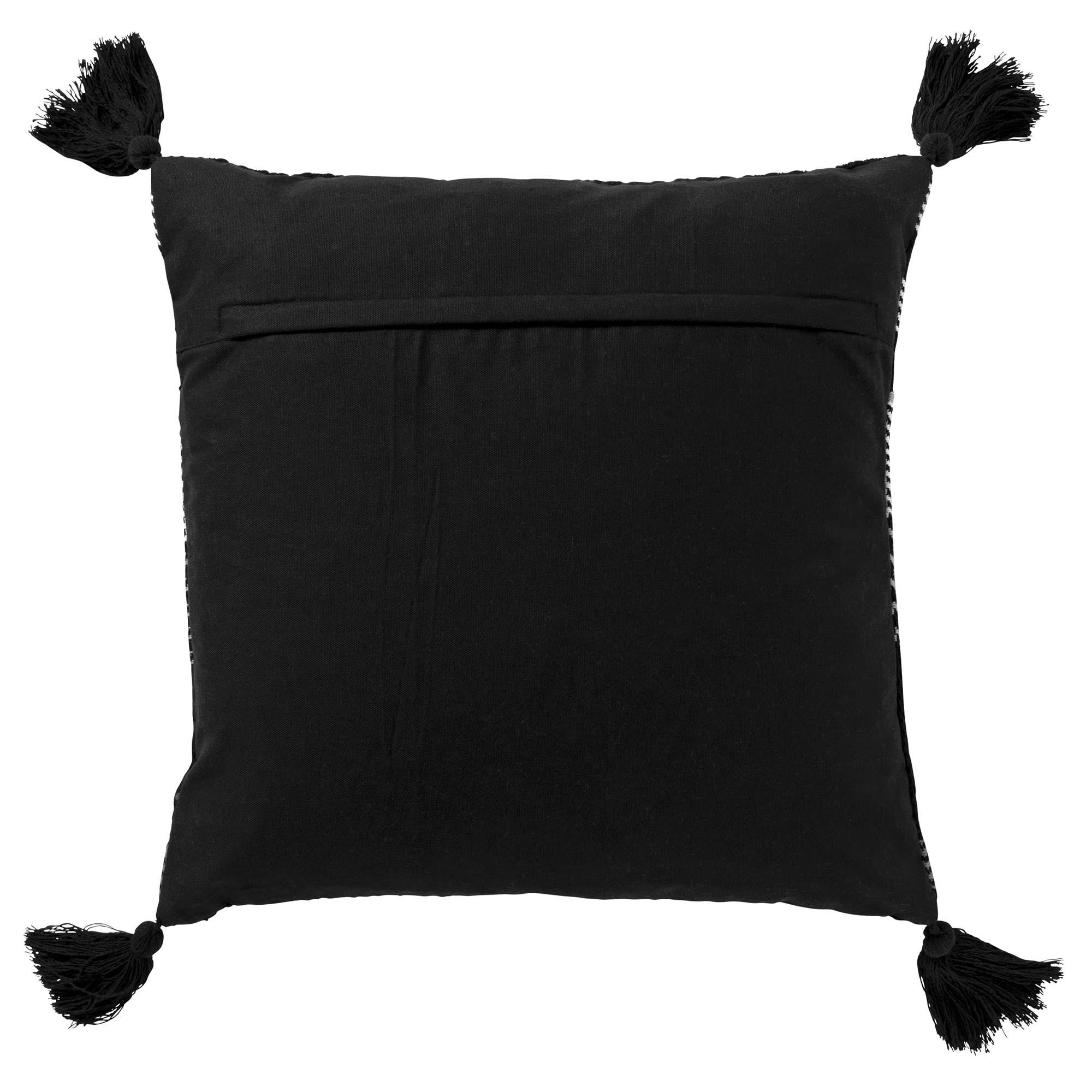 - Coussin - noir en coton 45x45 cm avec motif rayé